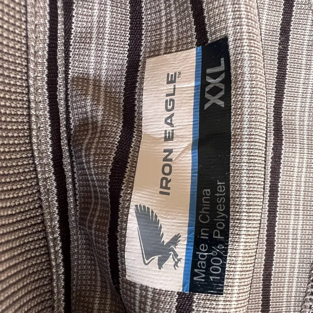 Iron Eagle‎ Performance Polo XXL Brown Striped Breathable Polyester